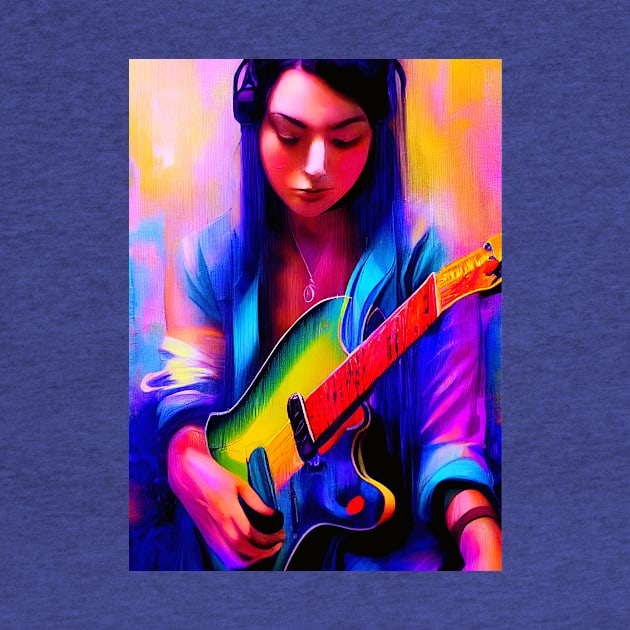 Girl On Guitar Glitch Art Rectangle Design by Edongski303 Teepublic Merch